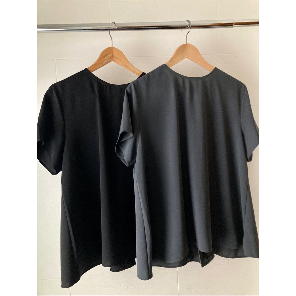 Uniqlo women drape short-sleeve a-line blouse [colour grey/gray]